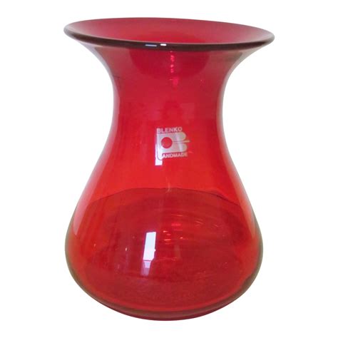 blenko glass vase red